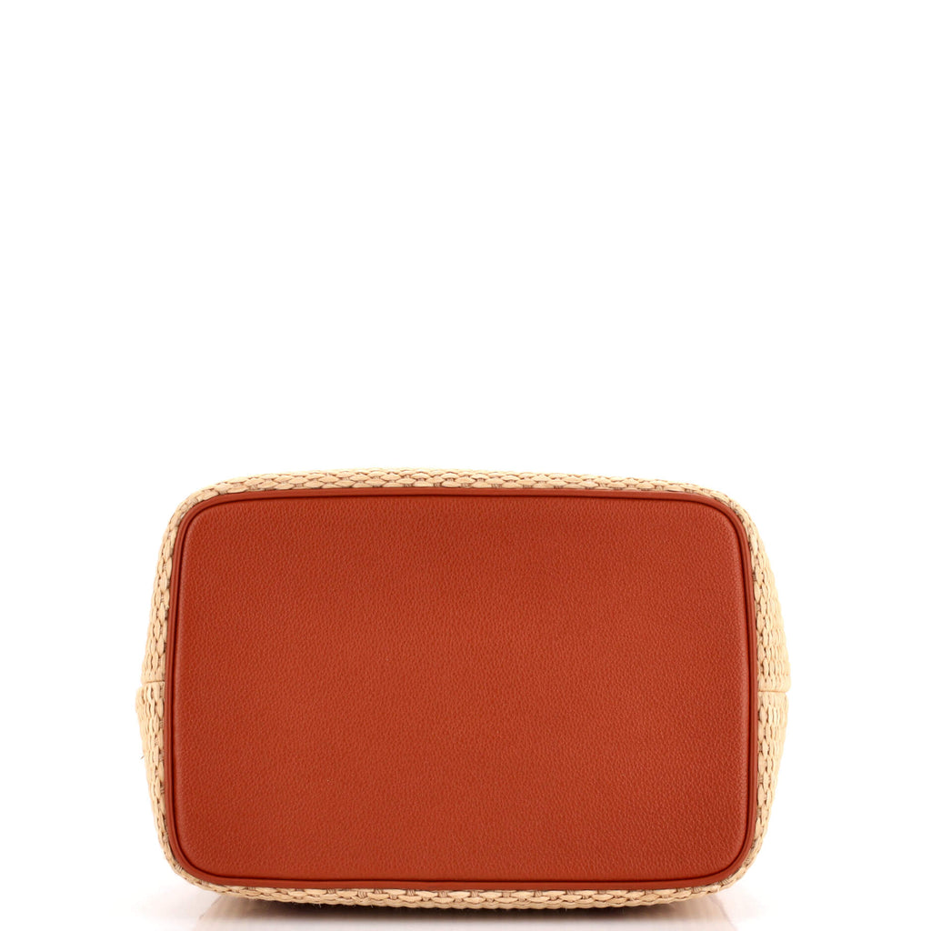 Embossed Straw Bucket Bag