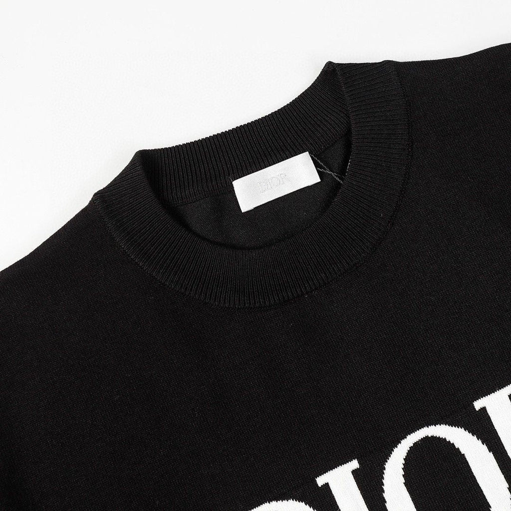 0528 Jacquard classic letter woolen short-sleeved T-shirt