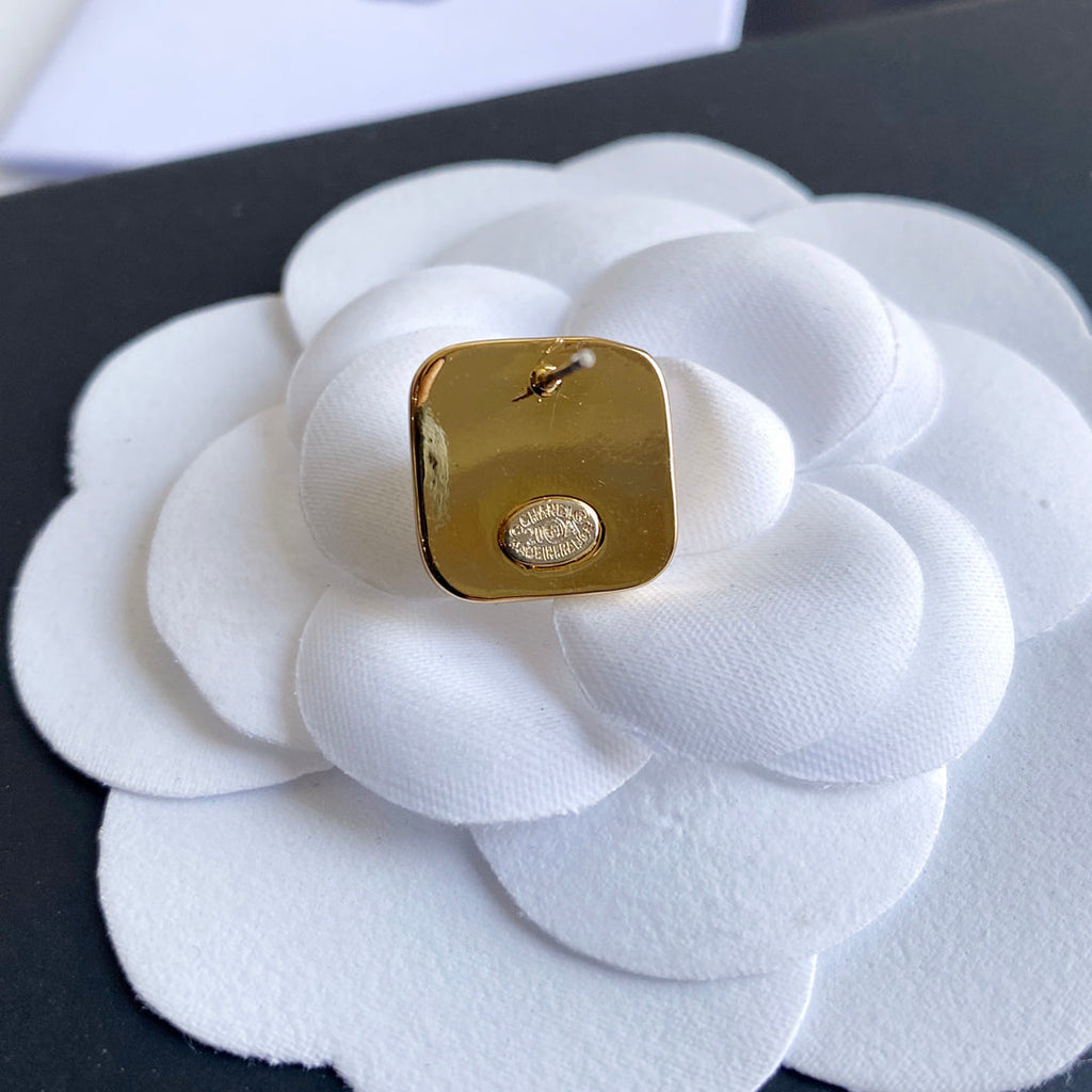 Letter Logo Square Earrings